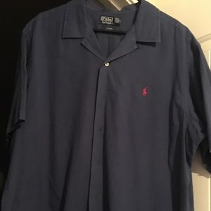 Polo Navy Blue Button Down Linen/Cotton shirt (XL)